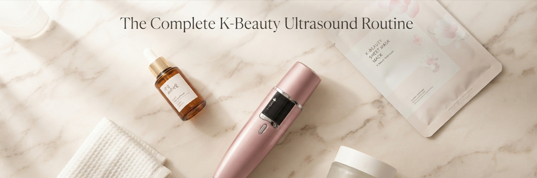 Korean skincare routine with ultrasound device - K-beauty step-by-step guide by SkinLinks